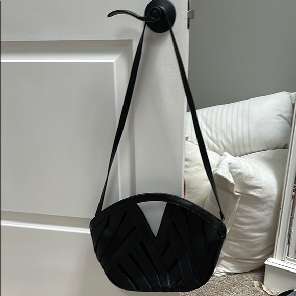 Anthropologie Black Crescent Shoulder Bag - Picture 1 of 2